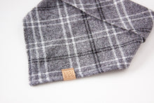 Load image into Gallery viewer, Minimal Gray Plaid Flannel Dog Bandana (Personalization Available)
