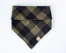 Load image into Gallery viewer, Olive Plaid Flannel Dog Bandana (Personalization Available)
