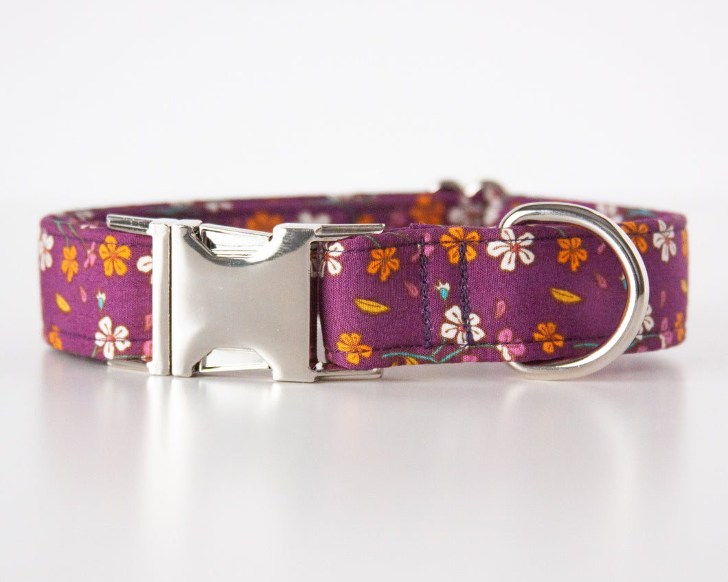 Plum Bouquet Dog Collar (Personalization Available)