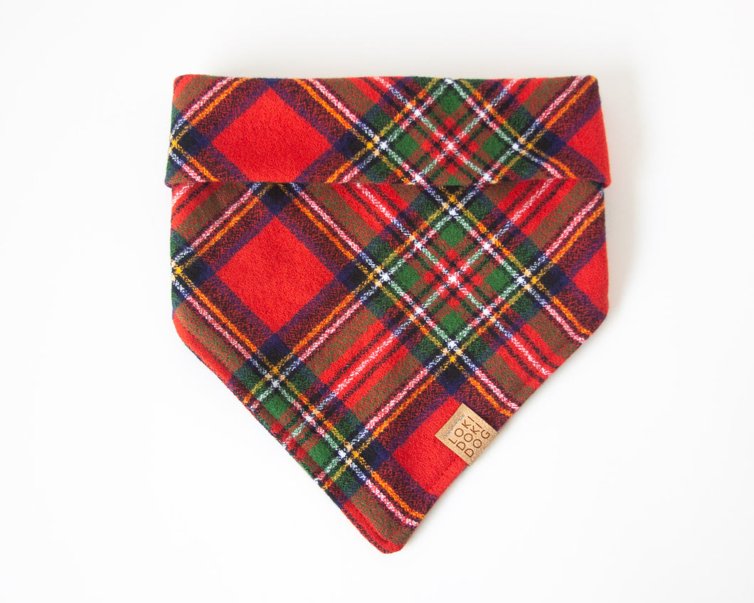 Christmas Tartan Flannel Plaid Dog Bandana (Personalization Available)