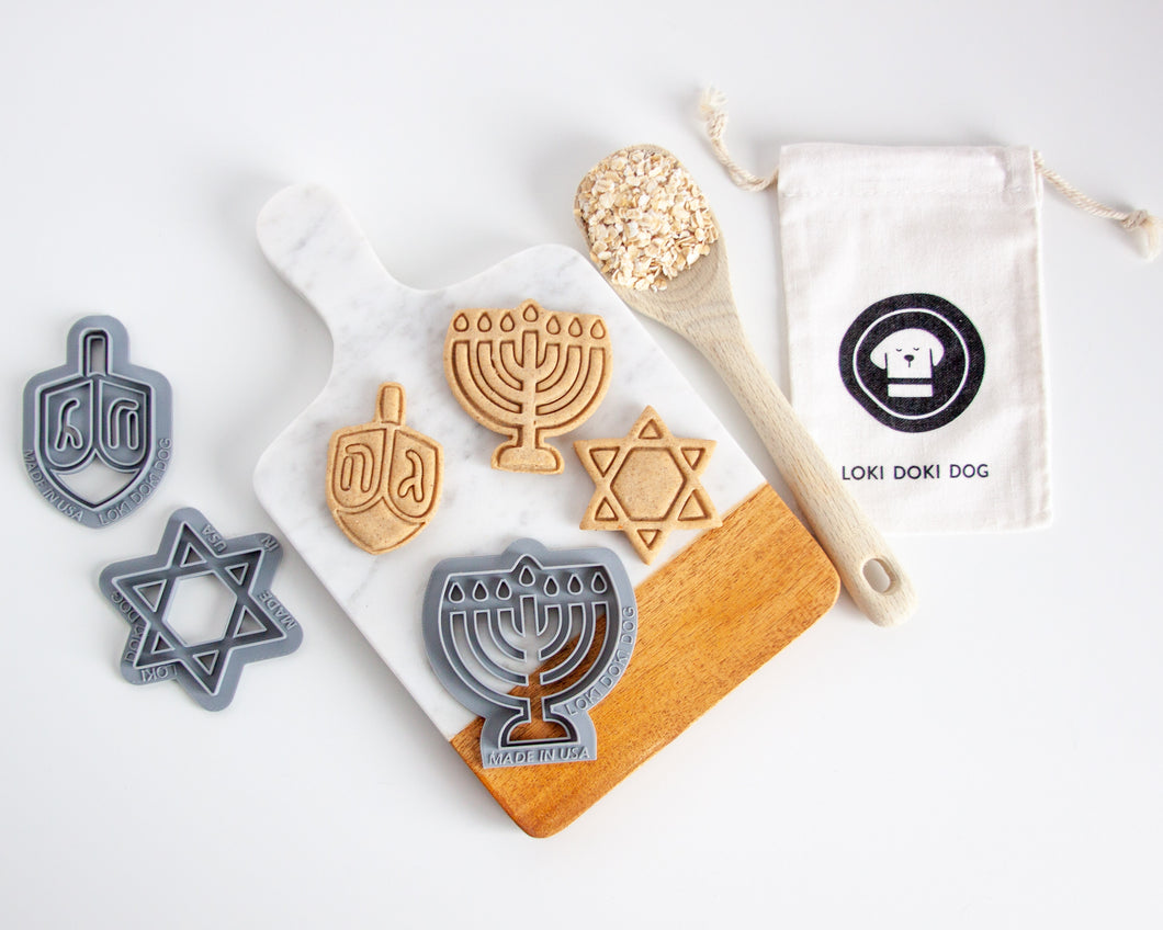 Set of 3 Hanukkah Cookie Cutters-  Hanukkah Dog Cookie Cutters