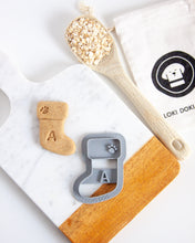 Load image into Gallery viewer, Personalized, Monogrammed Stocking Cookie Cutter-  Christmas Dog Cookie Cutter
