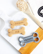 Load image into Gallery viewer, &quot;Naughty and Nice&quot;  Cookie Cutters-  Bone Shaped Christmas Dog Cookie Cutter
