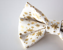 Load image into Gallery viewer, Shimmering Snowflakes Dog Bow Tie
