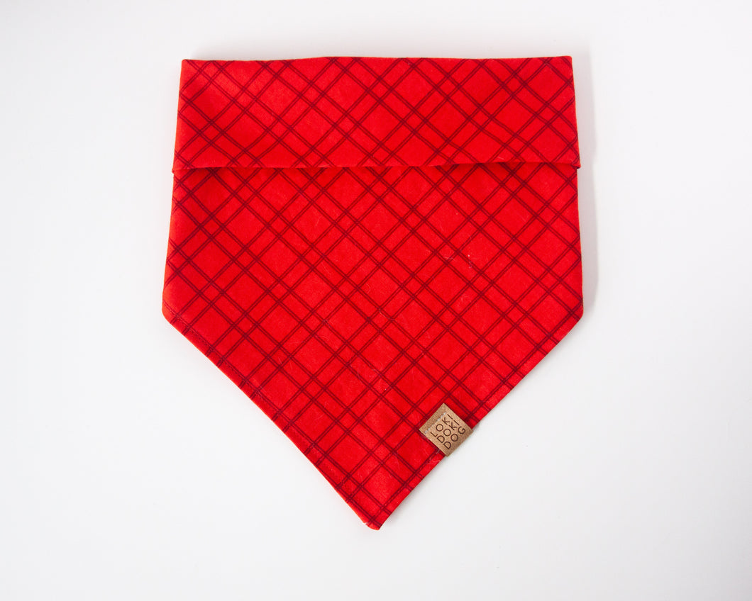 Red Basic Plaid Dog Bandana