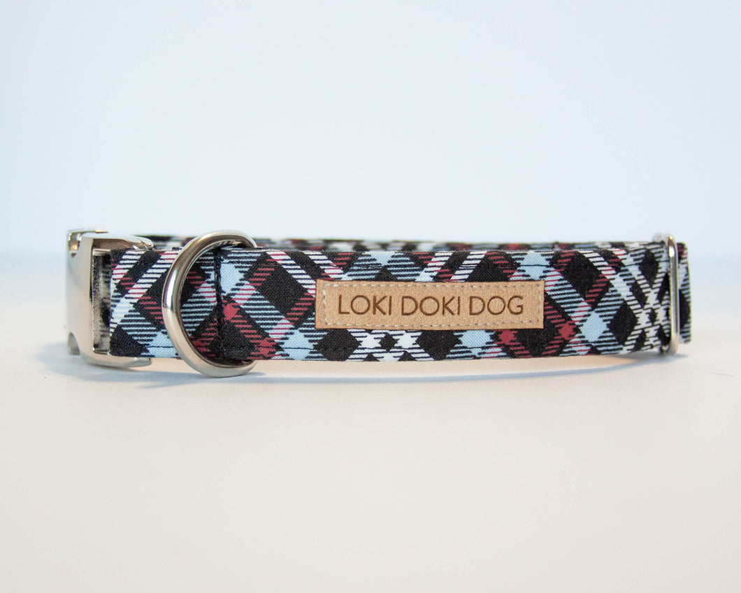 SO Plaid Dark Dog Collar (Personalization Available)