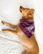Load image into Gallery viewer, Wildberry Plaid Flannel Dog Bandana (Personalization Available)
