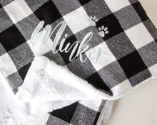 Load image into Gallery viewer, White Buffalo Plaid Flannel Blanket (Personalization Available)
