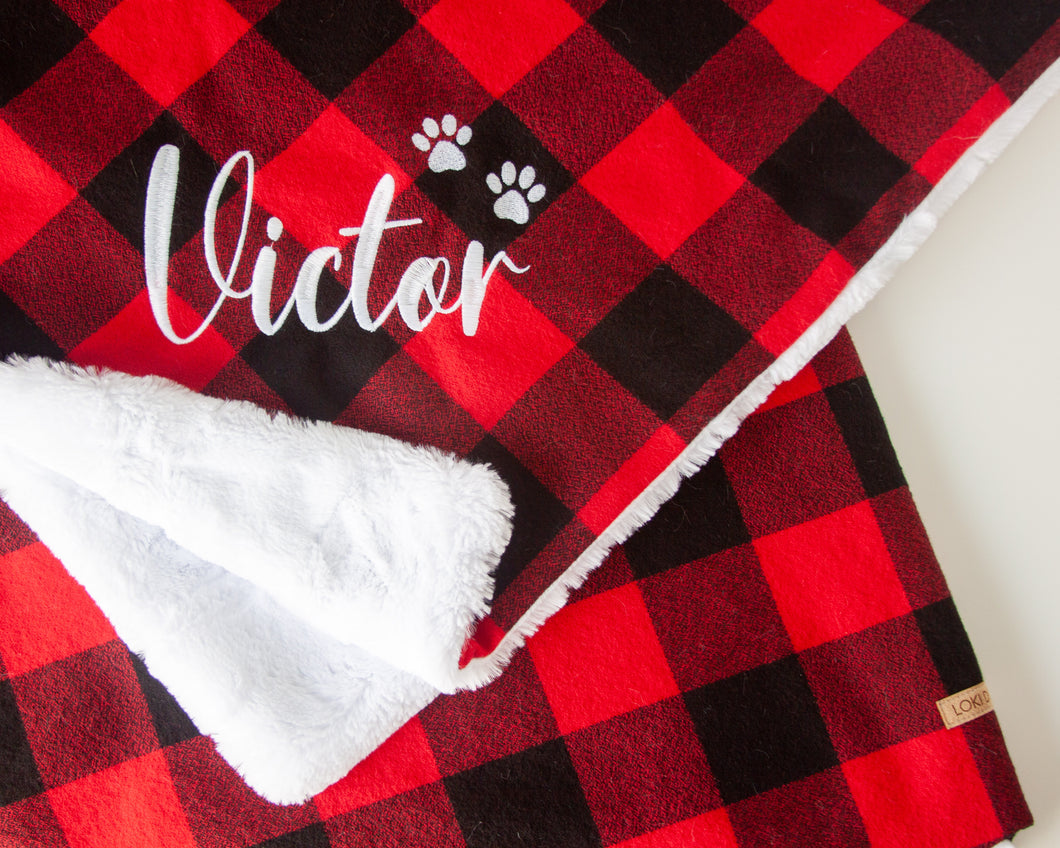 Red Buffalo Plaid Flannel Blanket (Personalization Available)