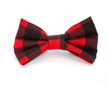 Load image into Gallery viewer, Red Buffalo Plaid Dog Bow Tie
