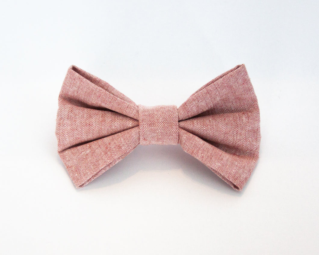 Pink Linen Dog Bow Tie