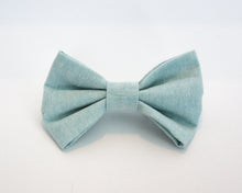 Load image into Gallery viewer, Blue Linen Dog Bow Tie
