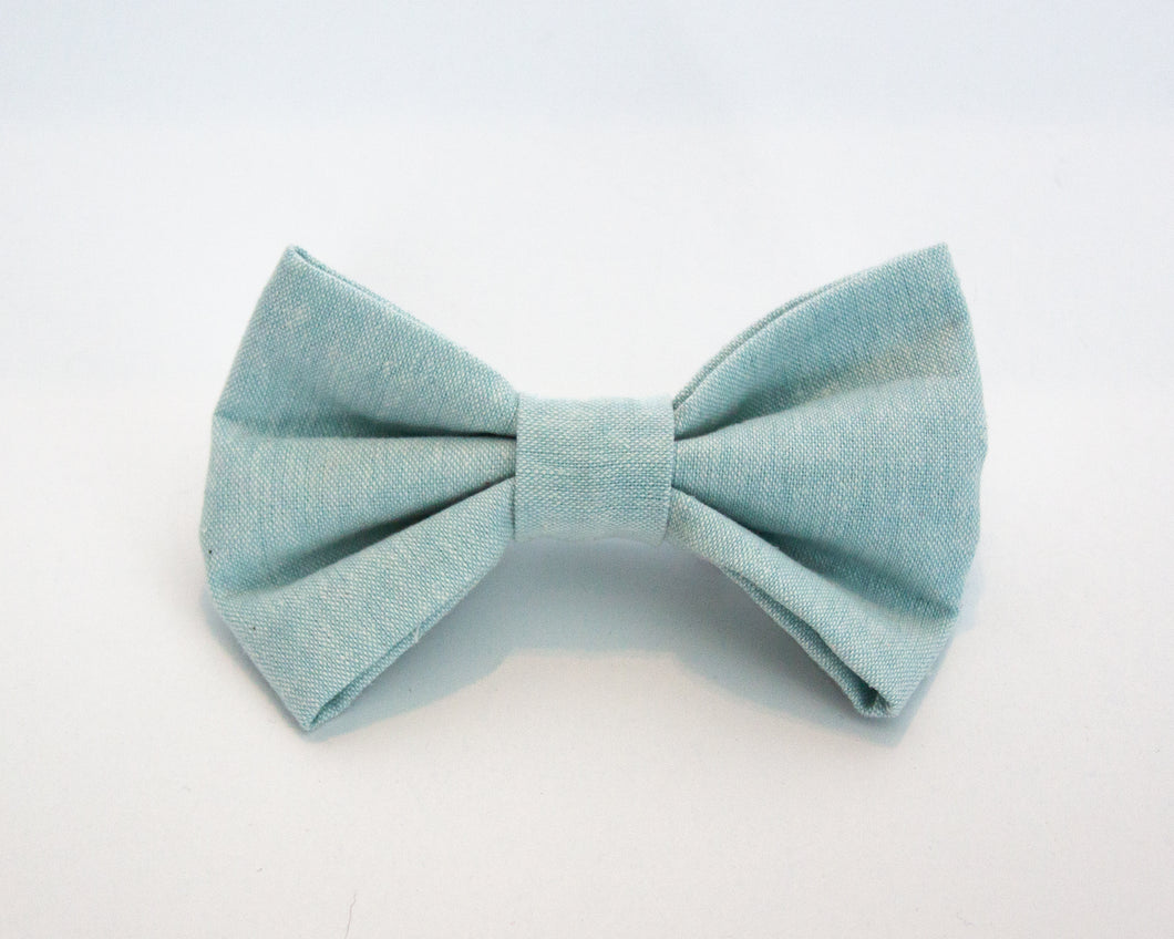 Blue Linen Dog Bow Tie