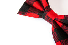 Load image into Gallery viewer, Red Buffalo Plaid Dog Bow Tie
