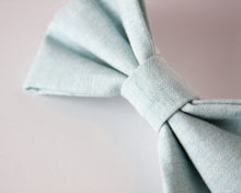 Load image into Gallery viewer, Blue Linen Dog Bow Tie
