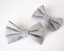 Load image into Gallery viewer, Gray Linen Dog Bow Tie
