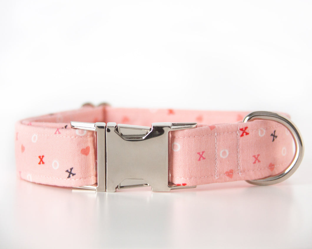 Pink Heart XO Dog Collar (Personalization Available)