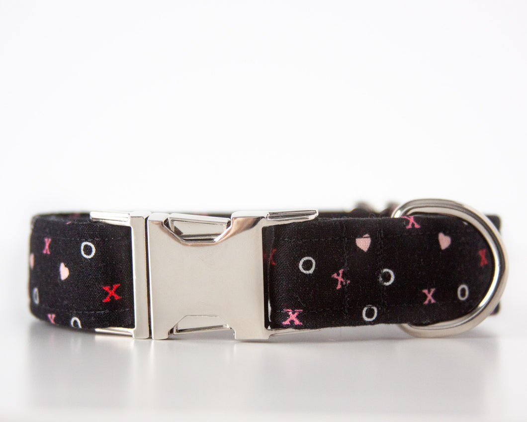 Black Heart XO Dog Collar (Personalization Available)