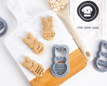 Load image into Gallery viewer, Marshmallow Bunny Dog Biscuit Cookie Cutter (with fun sayings included)

