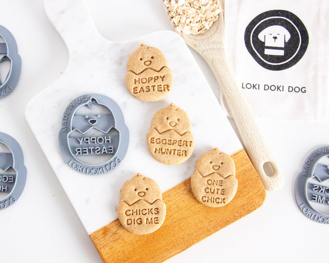 Easter Chick Dog Biscuit Cookie Cutter (with sayings)